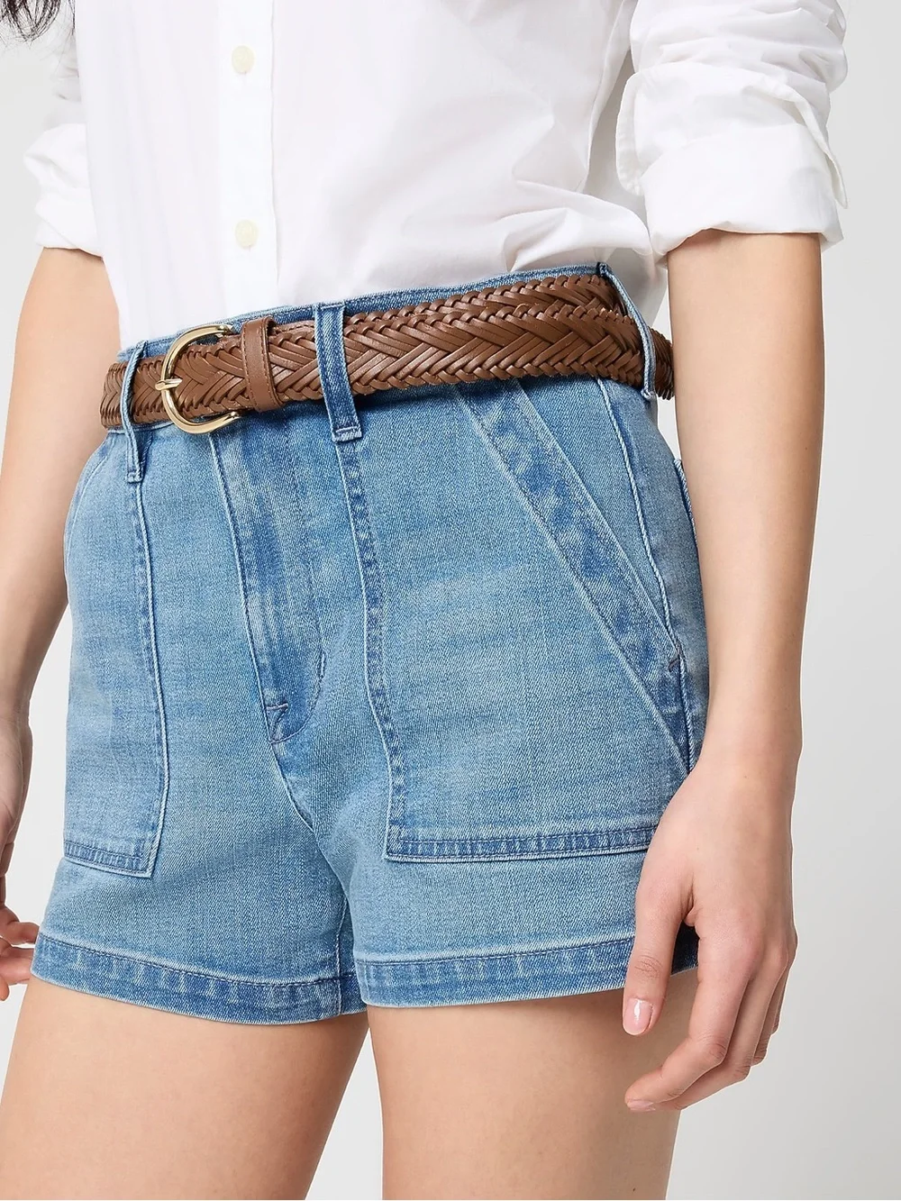 J.Crew High Rise Utility Denim Shorts Skyler Wash Size 28 Light Wash Jean Shorts